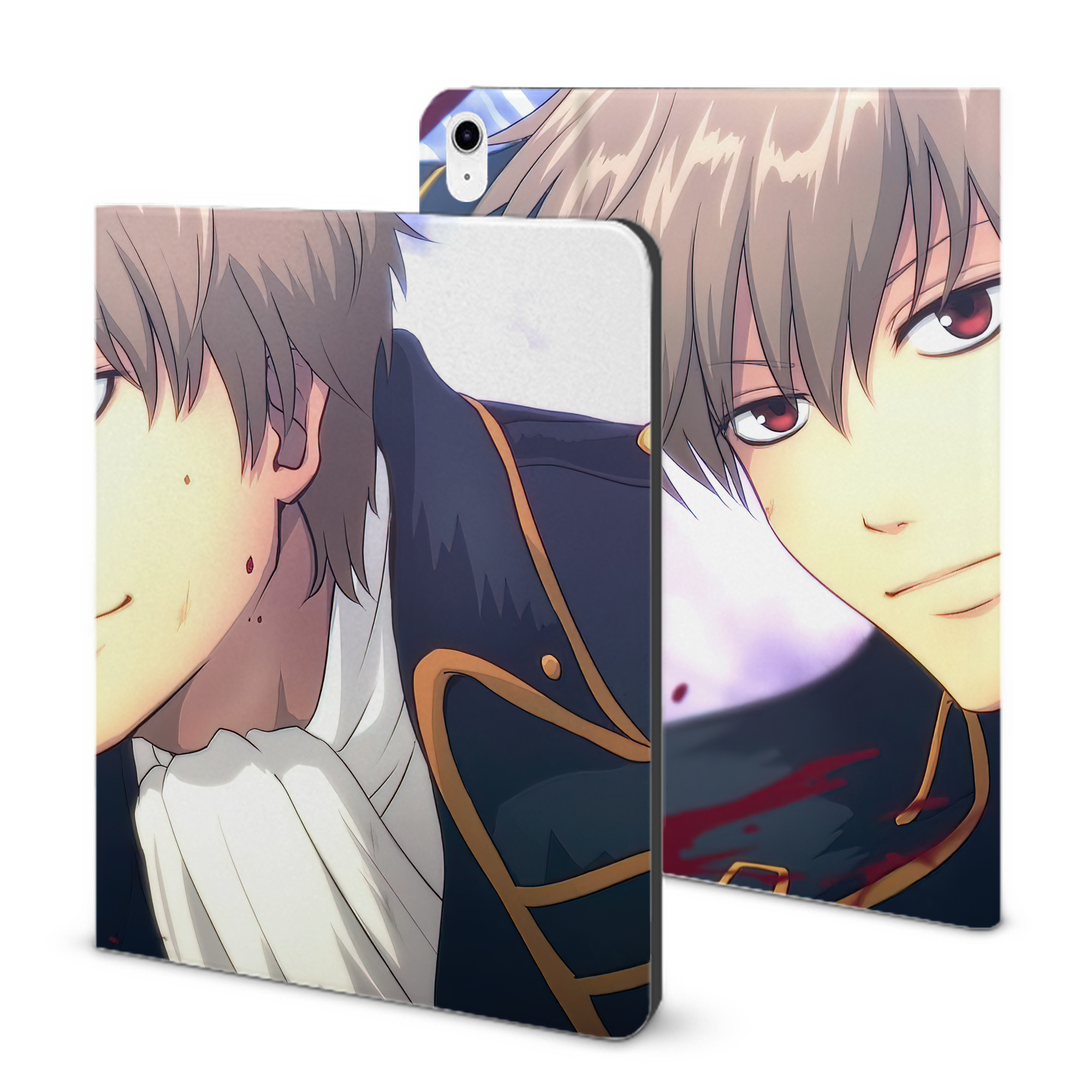 （画像用） ぎんたま 坂田銀時（さかたぎんとき） 神楽 志村新八（しむら しんぱち） GINTAMA Sakata Gintoki Kagura Shimura Shinpachi IPad ケース ブック型 PUレザー TPU 耐衝撃 軽量 薄型 ペン収納なし 全面保護 IPad 各モデル対応